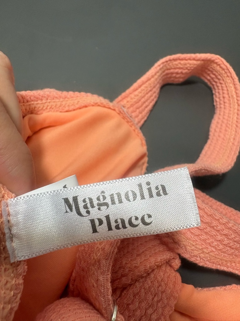 MAGNOLIA PLACE Peach Twist Front One-Piece Swimsuit - Picture 7 of 9